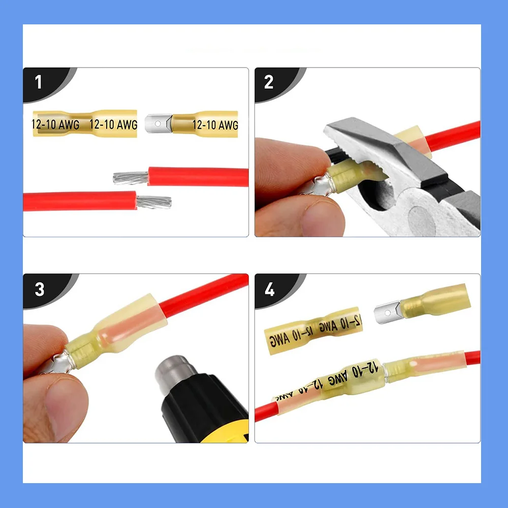 250PCS Boxed Connectors Heat Shrink Shovel Shaped Quick Disconnect Wires Male And Female Connectors Connection Terminals