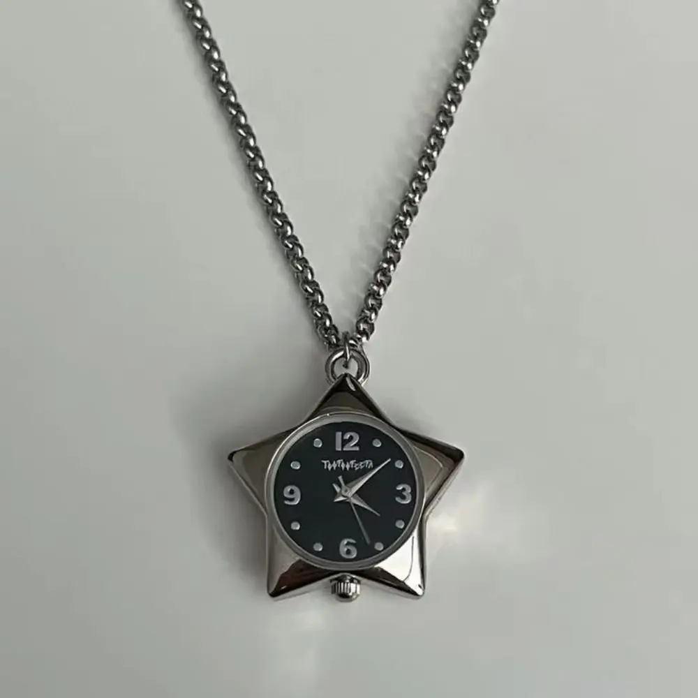 Creative Heart-shaped Star Pocket Necklace Flexible Length Zinc Alloy Y2K Necklace Vintage Bag Charms Clock Pendant Women Girls