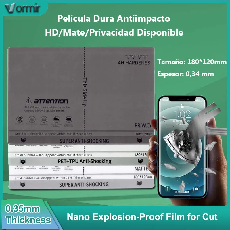 

Vormir 25pcs HD Matte Anti-Shocking Hydrogel Film For Cellphone Screen Protector Explosion-proof Thick Movies for Cut Machine