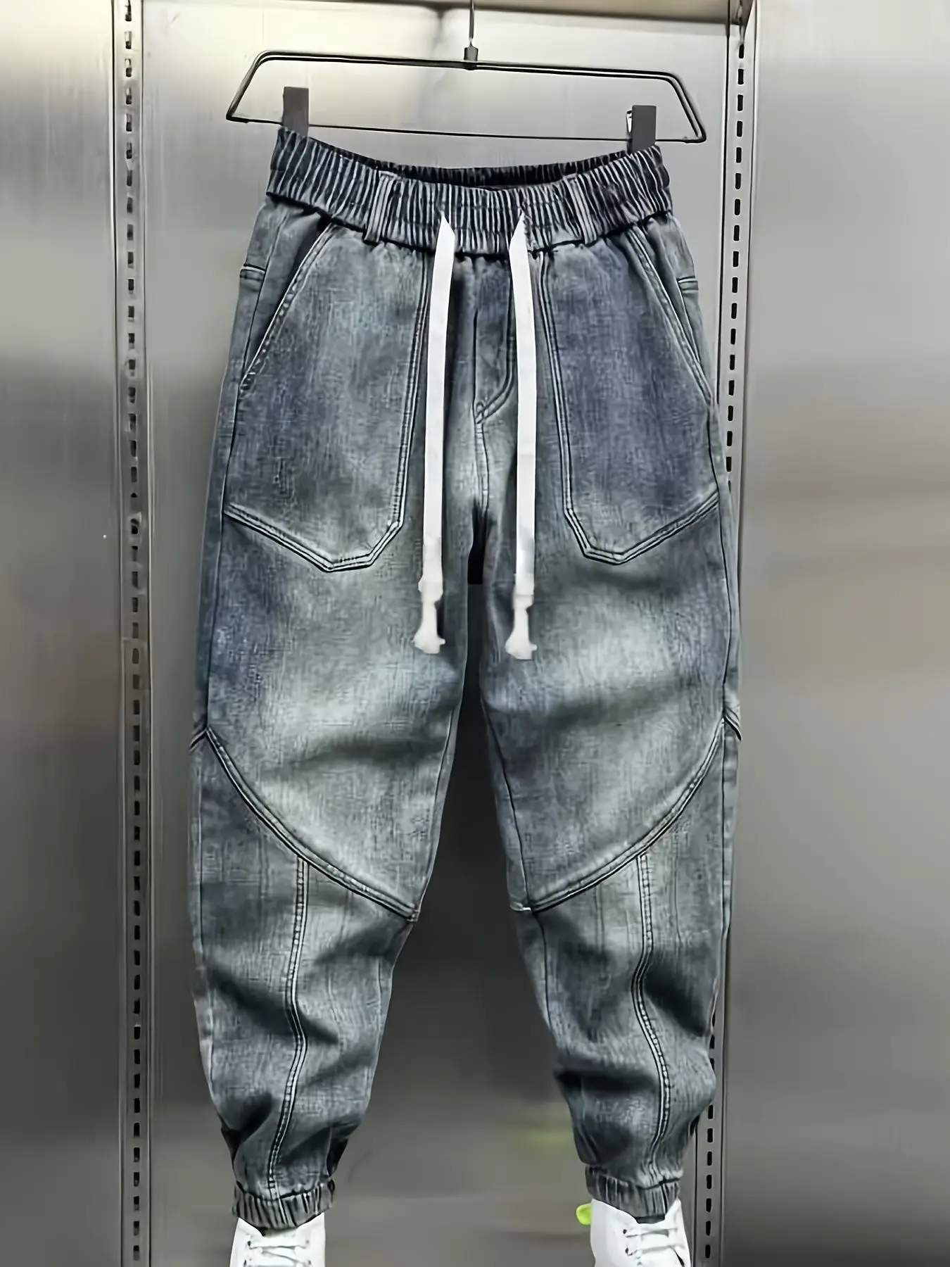 

2025 новые мужские винтажные джинсы в стиле ретро, мужские модные красивые свободные узкие брюки-шаровары с эластичной резинкой на талии, джинсы большого размера