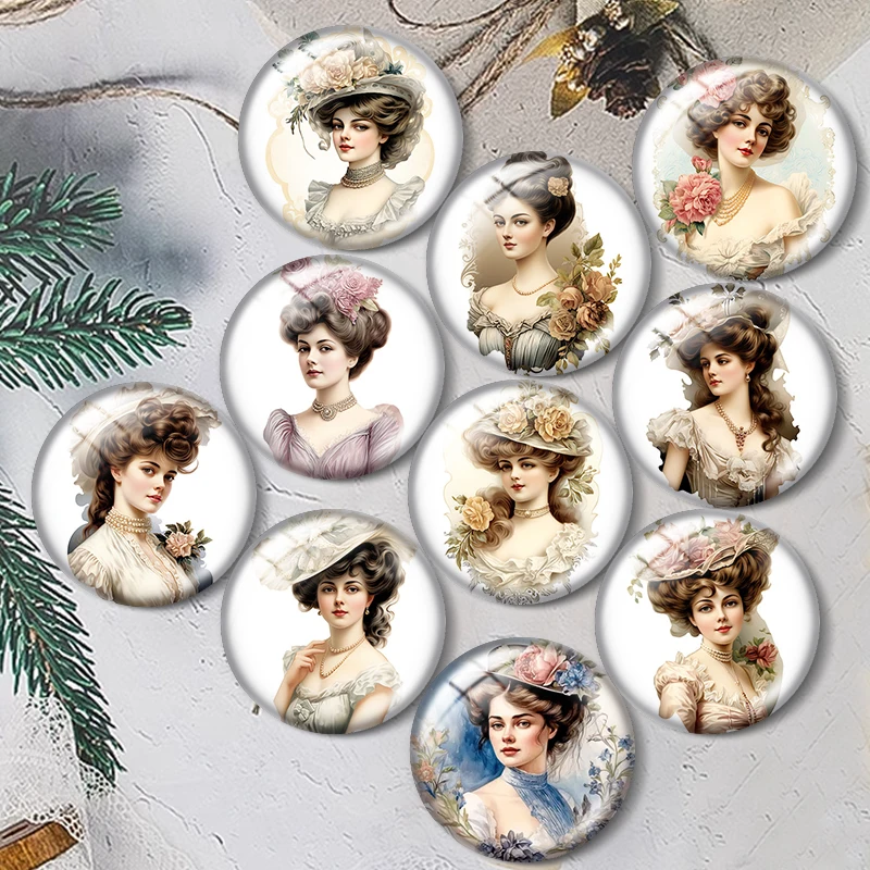 ريترو ستايل فيكتوريا نوبل 12/18/20/25 مللي متر الزجاج كابوشون سوار قلادة خواتم للمجوهرات التجريبي أقراط الظهر صنع النتائج