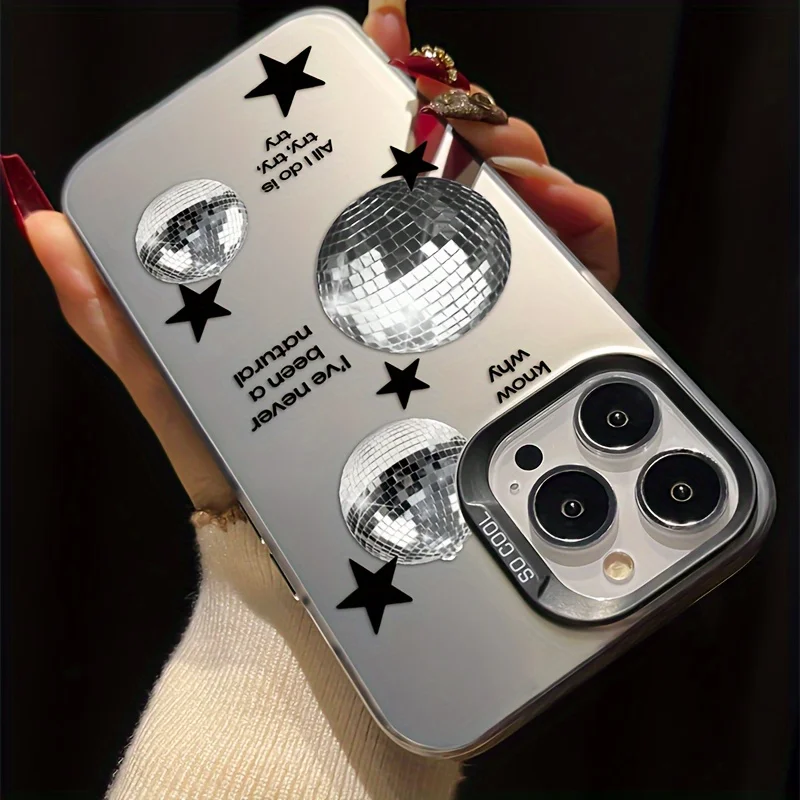 Black Disco Star Pattern Anti-Fall Protective Case for 16 15 14 13 12 11 Pro Max 7 8 Plus Cover