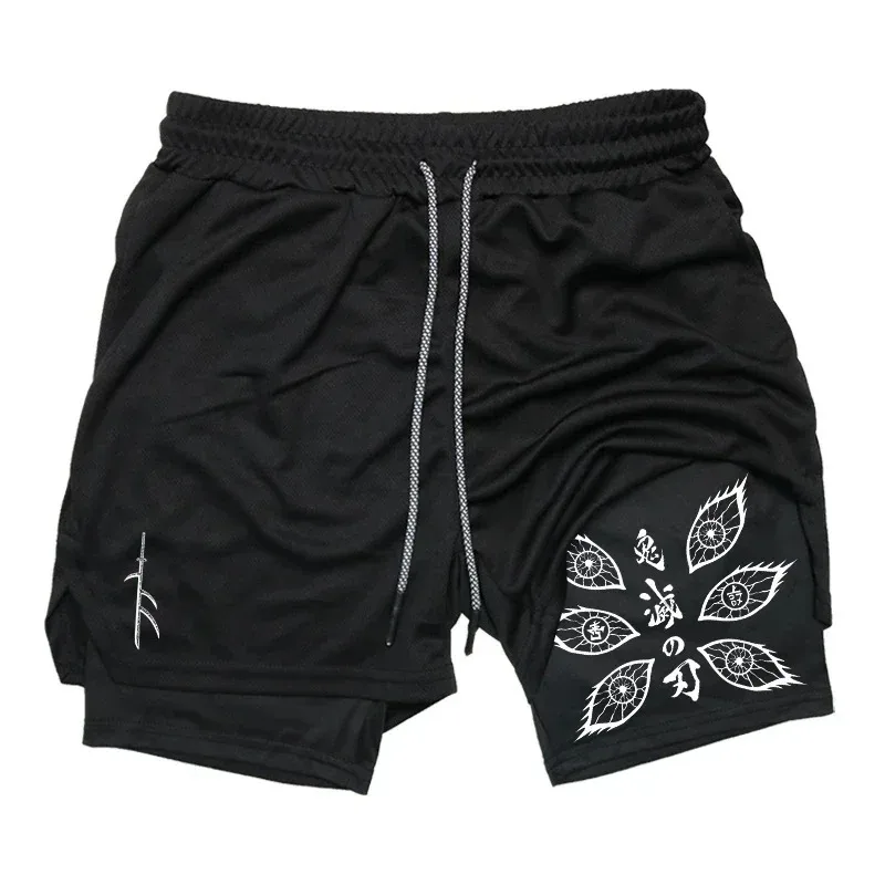 New Running Double Shorts Men's Summer Gym Sports Loose Casual Cycling Hiking Fighting Moisture-Wicking 2-in-1 Harajuku Shorts