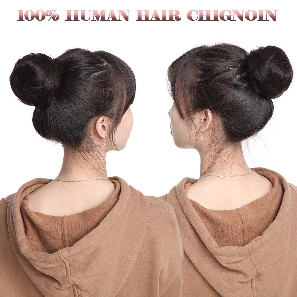 SEGO 100% Human Hair Bun Extension Donut Chignon Hairpieces for Both Women and Men Instant Up-Do Bun Drawstring Scrunchies