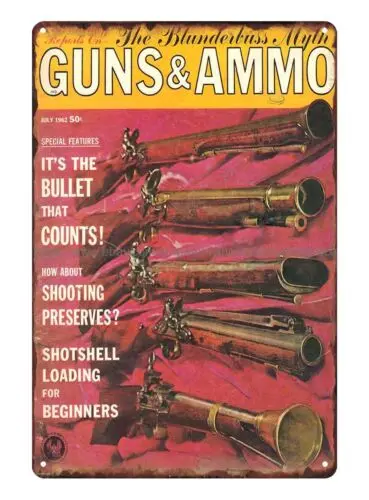 Guns & Ammo Magazine 1962 metal tin sign wall hangings for living room