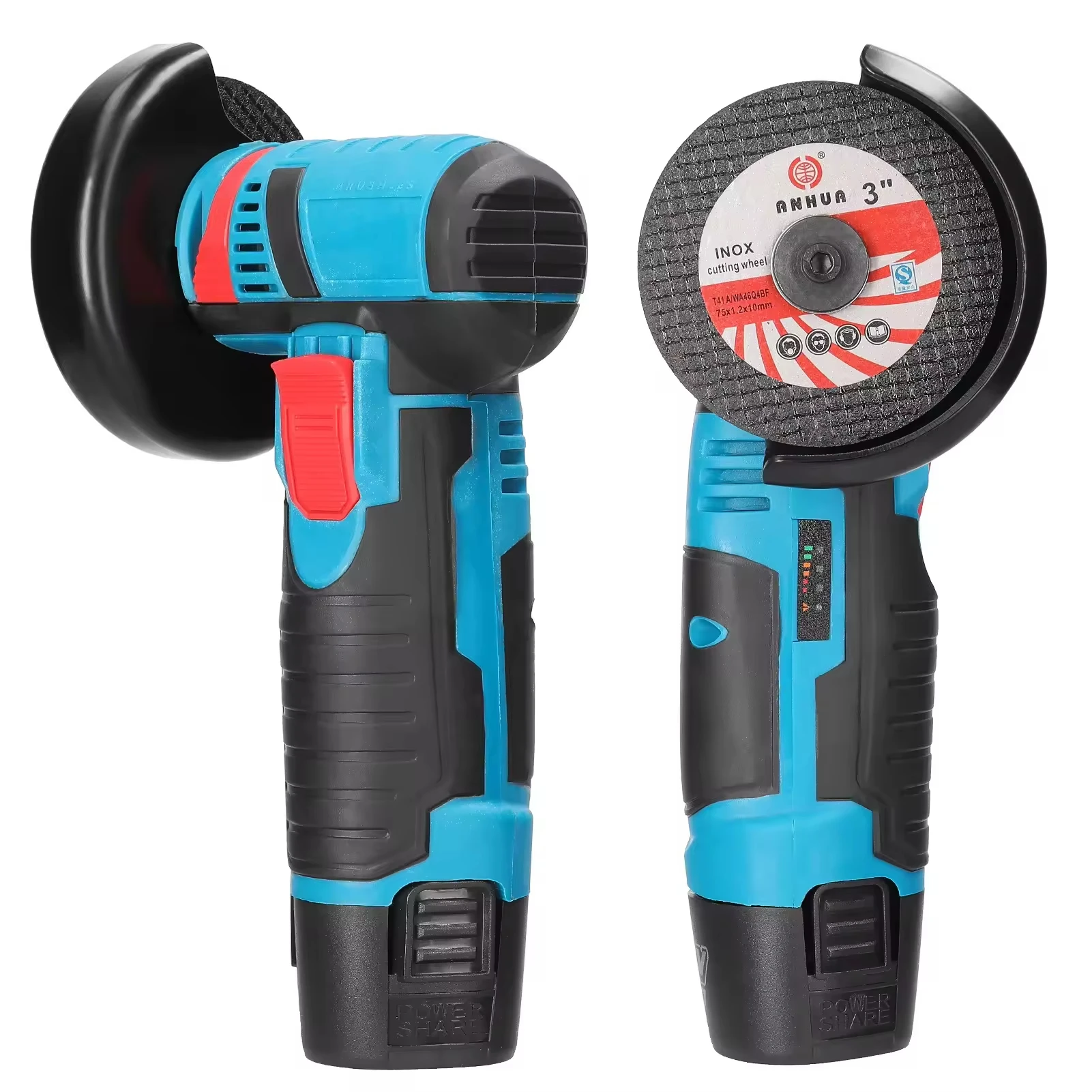 High-Power 20V Brushless Cordless Mini Angle Grinder Industrial Stainless Steel Disc Slide Switch Rechargeable 1.5Ah Lithium