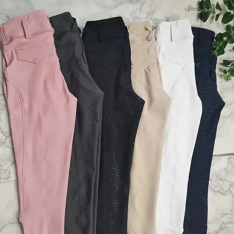 Pantalones de equitación para niñas, calzones ecuestres de silicona, antipilling, medias ecuestres de cintura alta