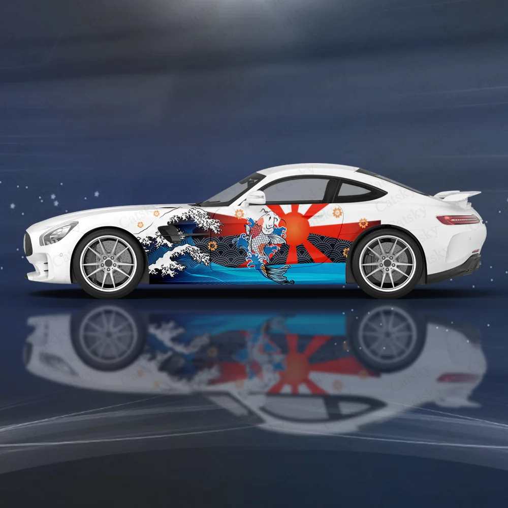 

Японские Аксессуары для автомобилей кои, рыбки, полная наклейка, автомобильная наклейка, декоративная графическая переводка с резным кузовом, виниловая пленка, современный дизайн