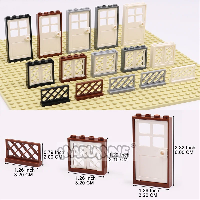 32 قطعة نافذة الباب سياج MOC اللبنات منزل المدينة لتقوم بها بنفسك أجزاء مجموعة عرض الشارع الطوب اكسسوارات 60607 60594 60596 60623 3185 #6