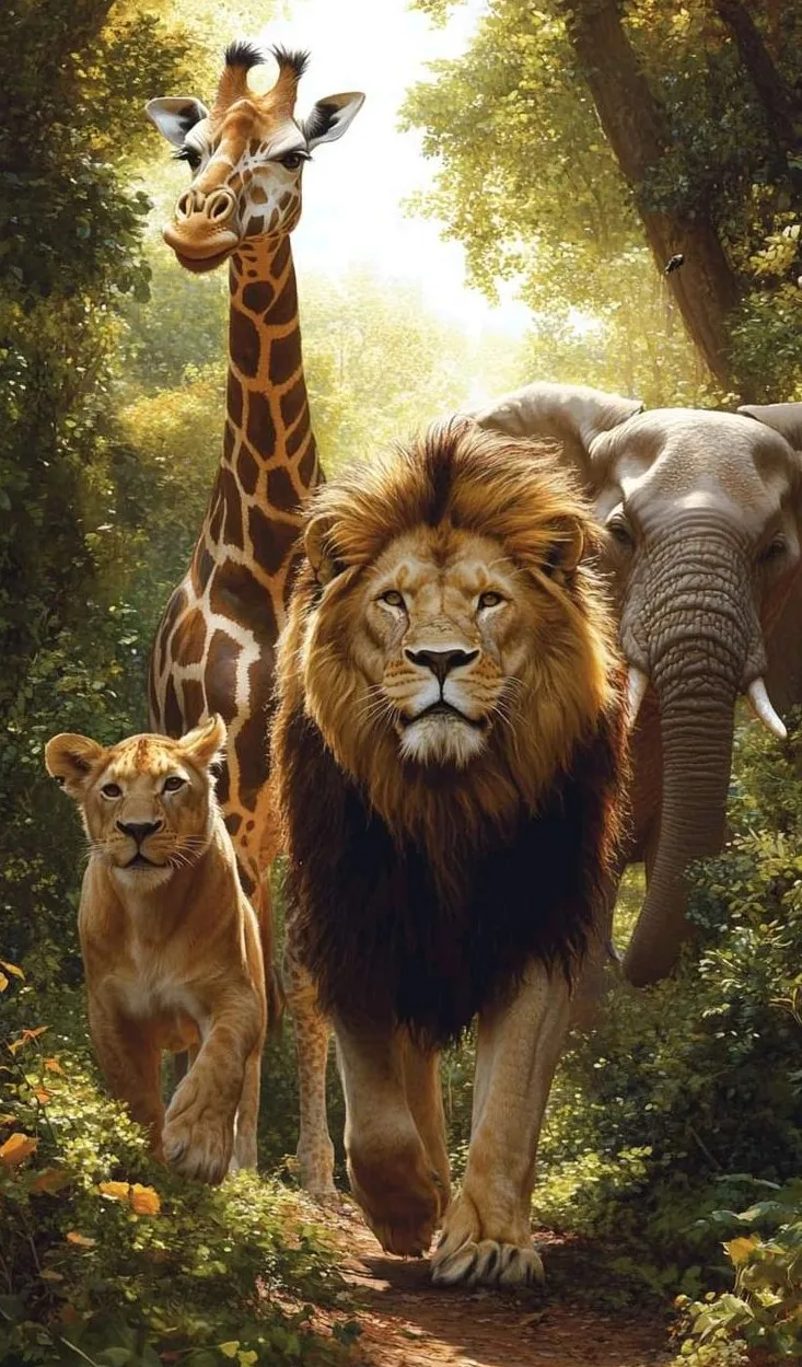 

Div 5D Lion Elephant Giraffe Forest zoo Hunting Full Diamond Painting cross stitch kits art animal themes 3D paint diamonds