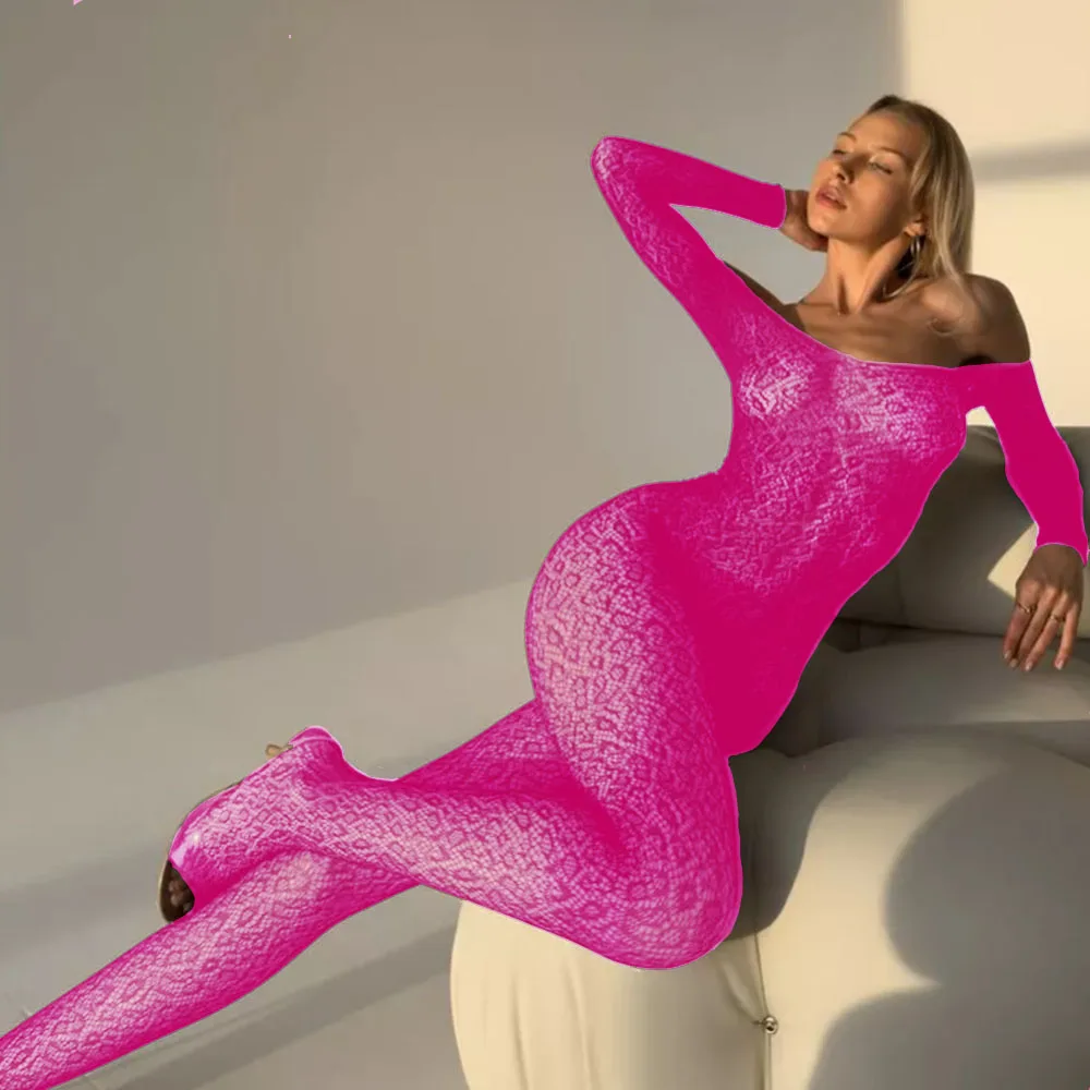 Crotchless داخلية شفافة بوديستوكينج للجنس جريئة بدلة للجسم مفتوحة المنشعب جوارب طويلة المثيرة ازياء مثير شبكة صيد السمك الملابس الداخلية