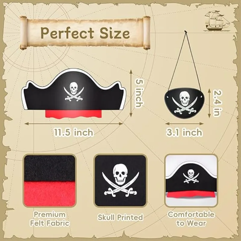 1set New Pirate Eye Skeleton Patch An Eye Mask Halloween Felt Adult Children Cosplay Theme Birthday Party Decoration