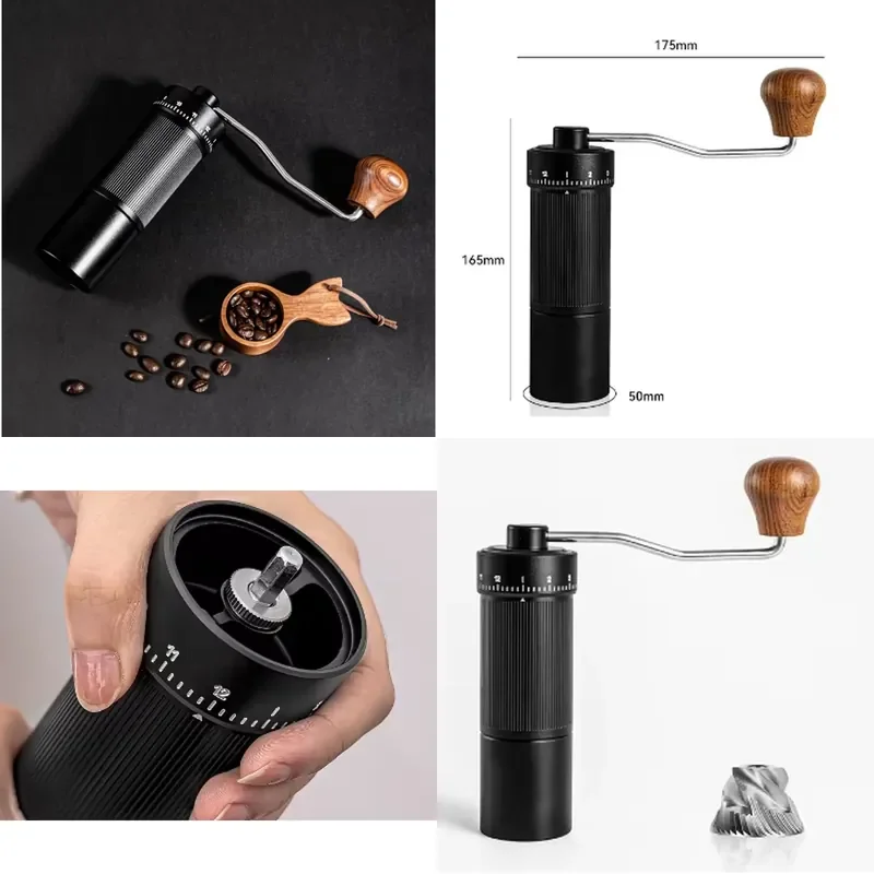 for BAMBUS Ultrafine Handheld Coffee Bean Grinder Stainless Steel Manual Power Supply for Home or Hotel with Glass Assembly