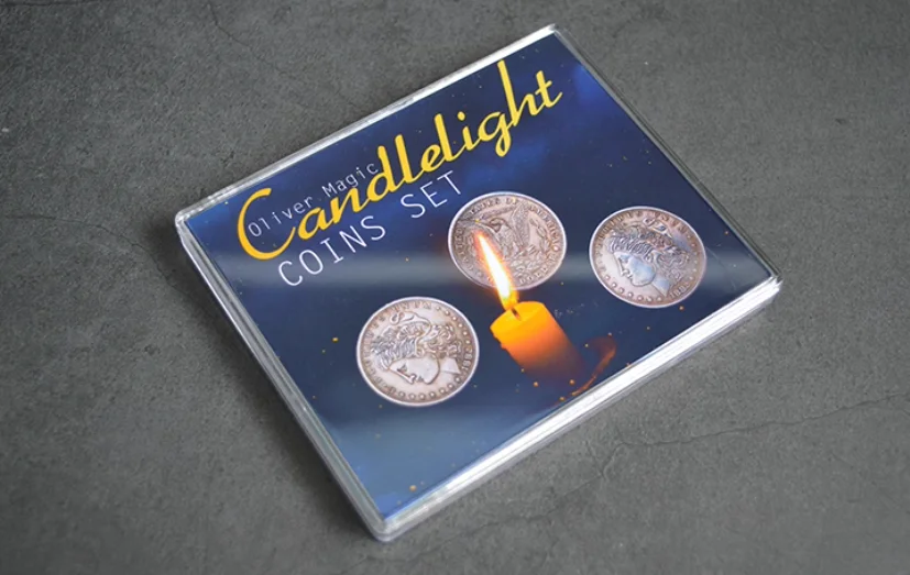 مجموعة عملات ضوء الشموع من أوليفر ماجيك - خدعة سحرية مكونة من 4 عملات معدنية من خلال الطاولة، حجم كبير، وسيلة للتحايل عن قرب للسحرة #3