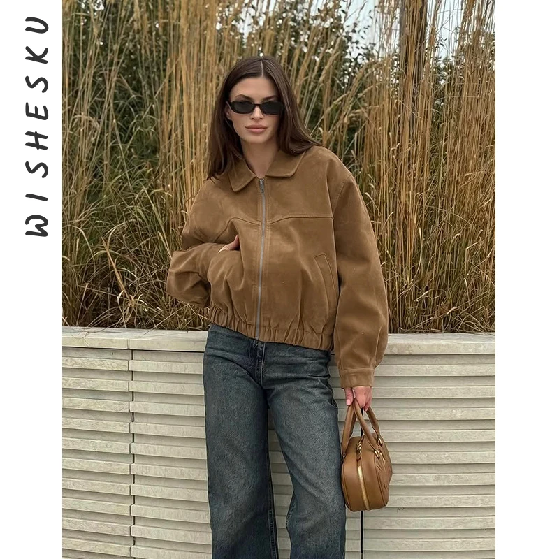 

Женские повседневные куртки с отложным воротником и длинными рукавами, свободное пальто на молнии в стиле ретро, осень 2022, одежда Harajuku Fairy Grunge Y2K