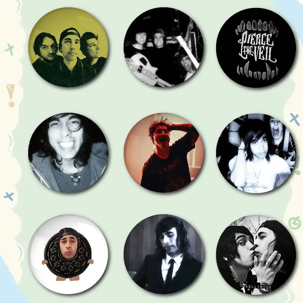 Band A-Pierce The-S Veil Premium Tinplate Round Lapel Pins: Cute Badge Brooches For Shoulder Bag Accessories, Souvenir Gifts