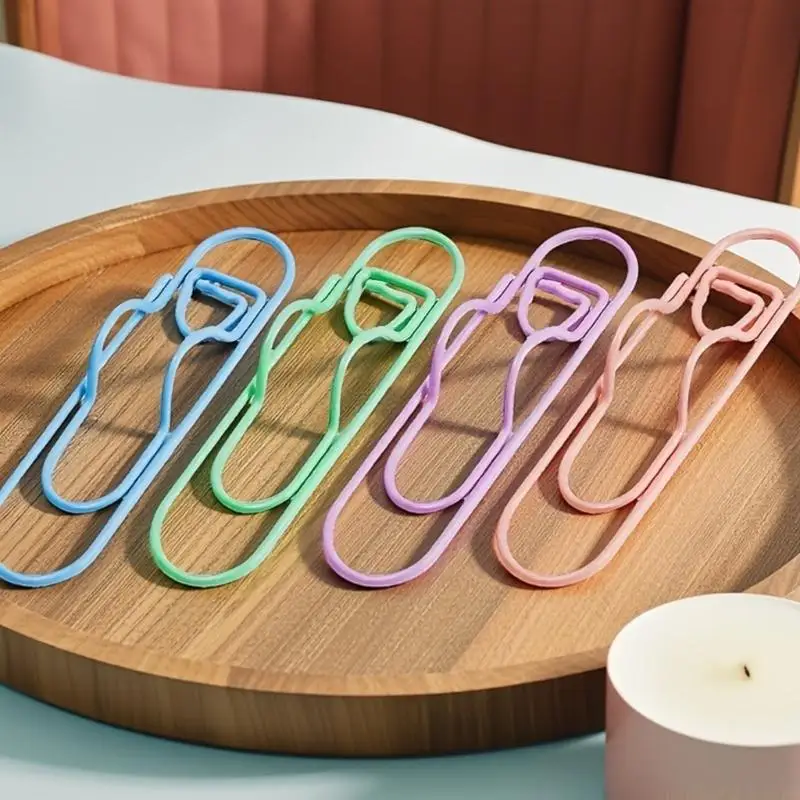 30 Pack Colorful Heart Pattern Paper Clips Bookmarks Holders Metal Texture