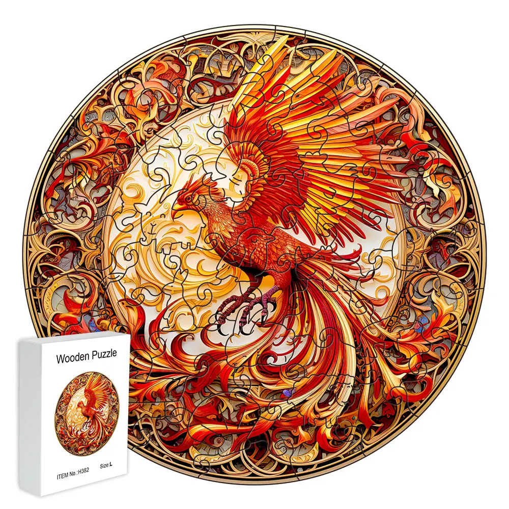 

Wooden puzzle Red Phoenix Delicate Gift box Irregular shape puzzle Gratitude gift adult stress reduction family interaction