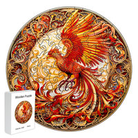 Wooden puzzle Red Phoenix Delicate Gift box Irregular shape puzzle Gratitude gift adult stress reduction family interaction