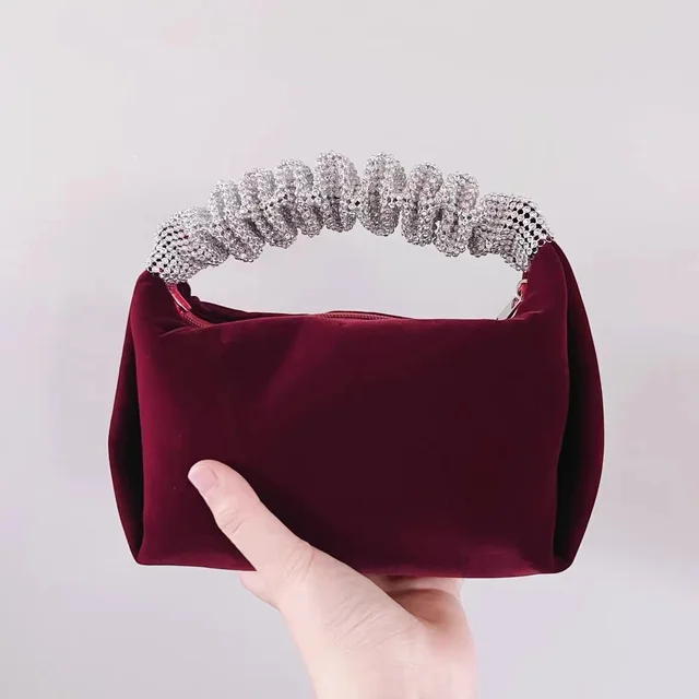 Wysokiej jakości aksamitna torba Hobo brokatowe diamenty podręczna torebka damska luksusowa torba wieczorowa wesele kopertówka torebka Crossbody