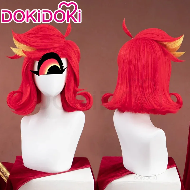 

Женская кукла Аниме DokiDoki, красный и желтый цвет, горничная Niff, парик Niffty, подходит для вечеринок на Хэллоуин и Рождество.