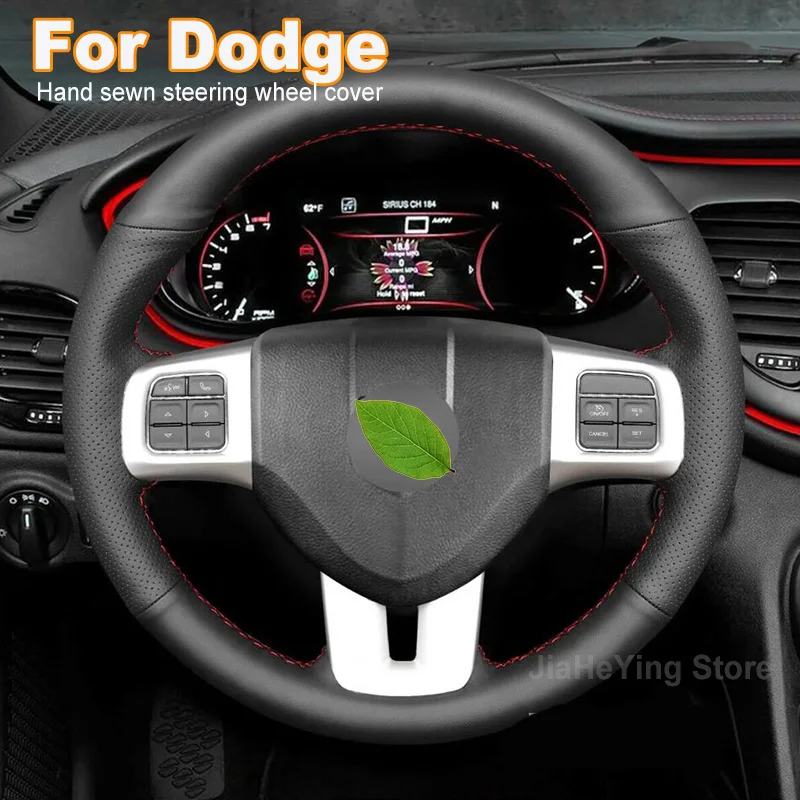 

Customization Hand Sew Non-slip Black Leather Suede Steering Wheel Cover For Dodge Dart 2013-2016 Car Interior Accessories