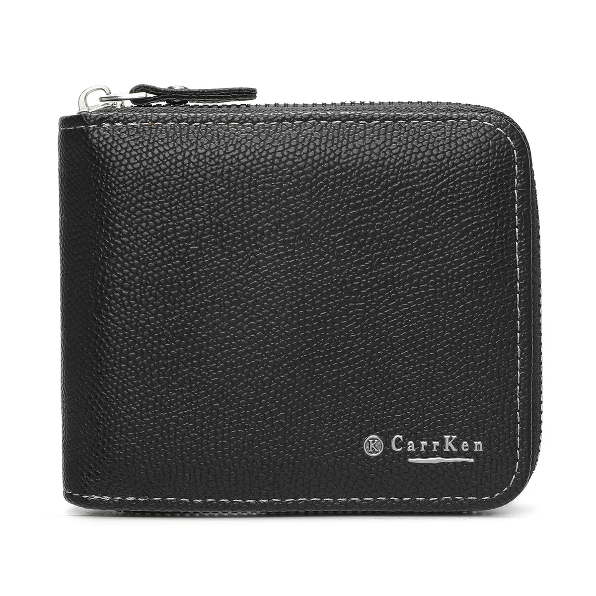 Men's Business Large-capacity Fashion Wallet, New Lychee Pattern, Multi-card Horizontal Model, Three-fold Zipper Change Bag.