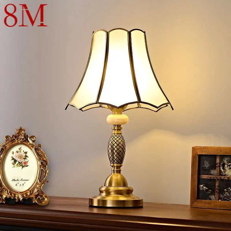 

8M Modern Brass Table Lamp LED European Simple Luxury Creative Copper Glass Desk Lights for Home Living Room Bedroom