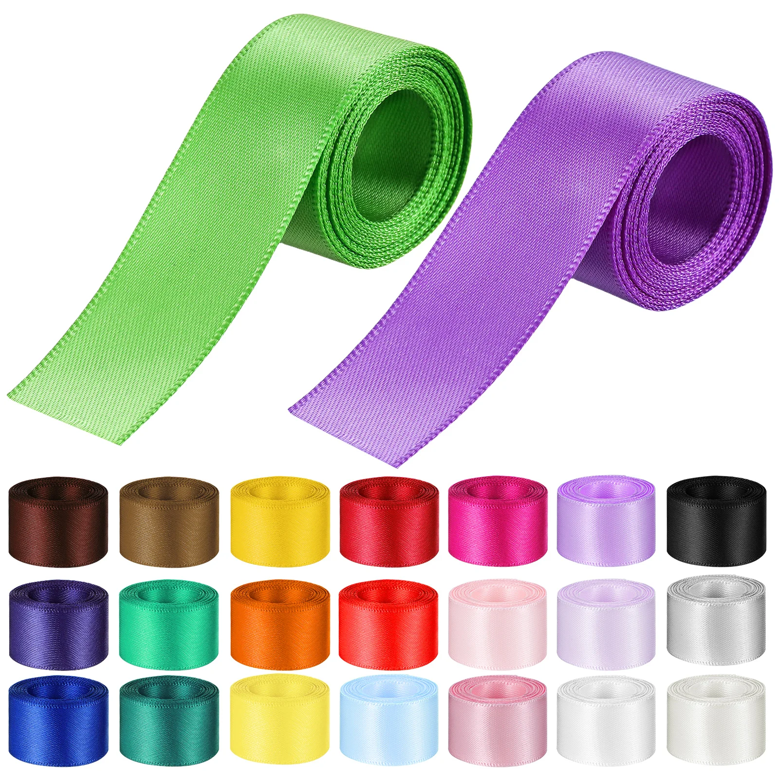 

23pcs Ribbon Double-Faced Satin 1M Each For Crafting Wrapping Decoration Trim Polyester Fabric Sturdy Valentine Wedding Party