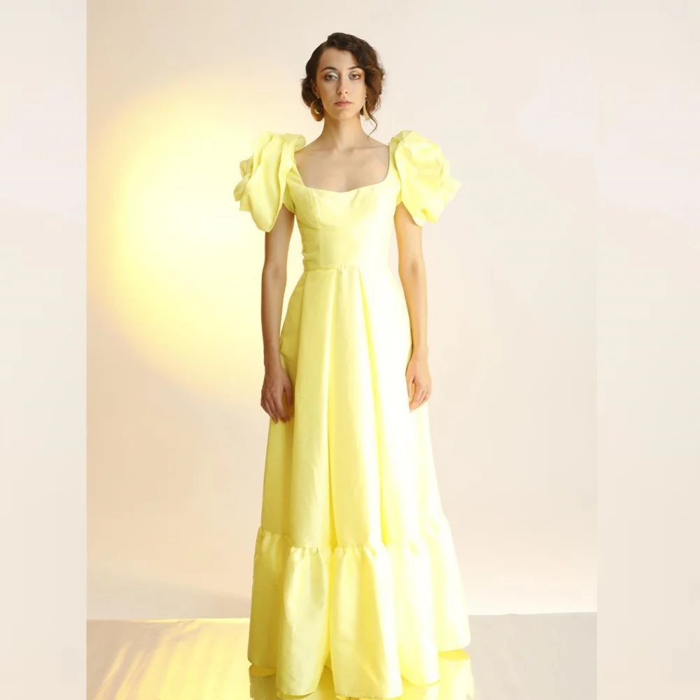 

Jiayigong Jersey Draped Flower Valentine's Day A-line Square Collar Bespoke Occasion Gown Long Dresses Saudi Arabia