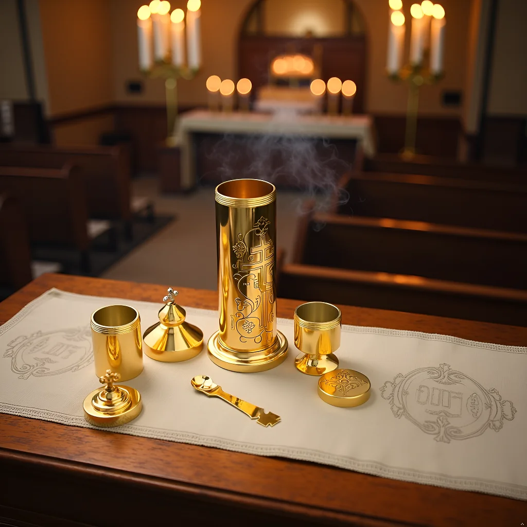 NewOrthodox Portable Holy Water Set, Religious Articles for Storing and Distributing Holy Water, Cross Design, Blessing Ceremony