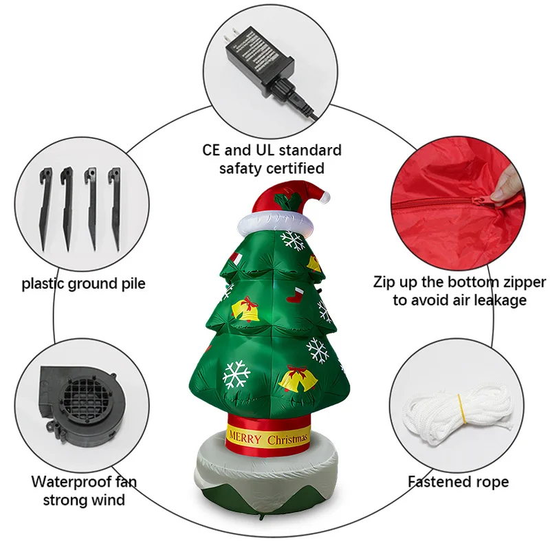 2.1M Inflatable Christmas Tree Air Mold LED Light Christmas Holiday Party Outdoor Garden Ornament
