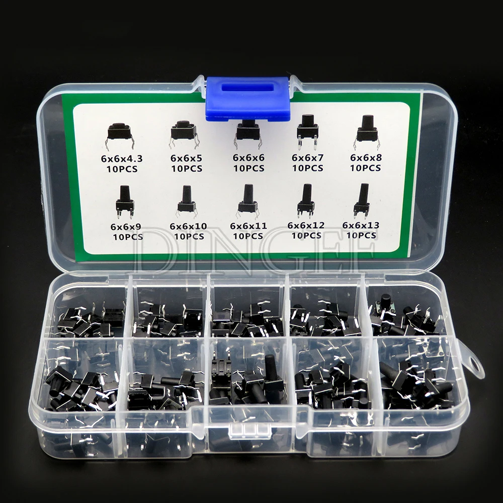 Picture 6: 100/180/200PCS 6x6mm Micro Push Tact Switch Kit 6x6 Mini Tactile Toggle Touch Button PCB Momentary 4pin Pushbutton ibuw