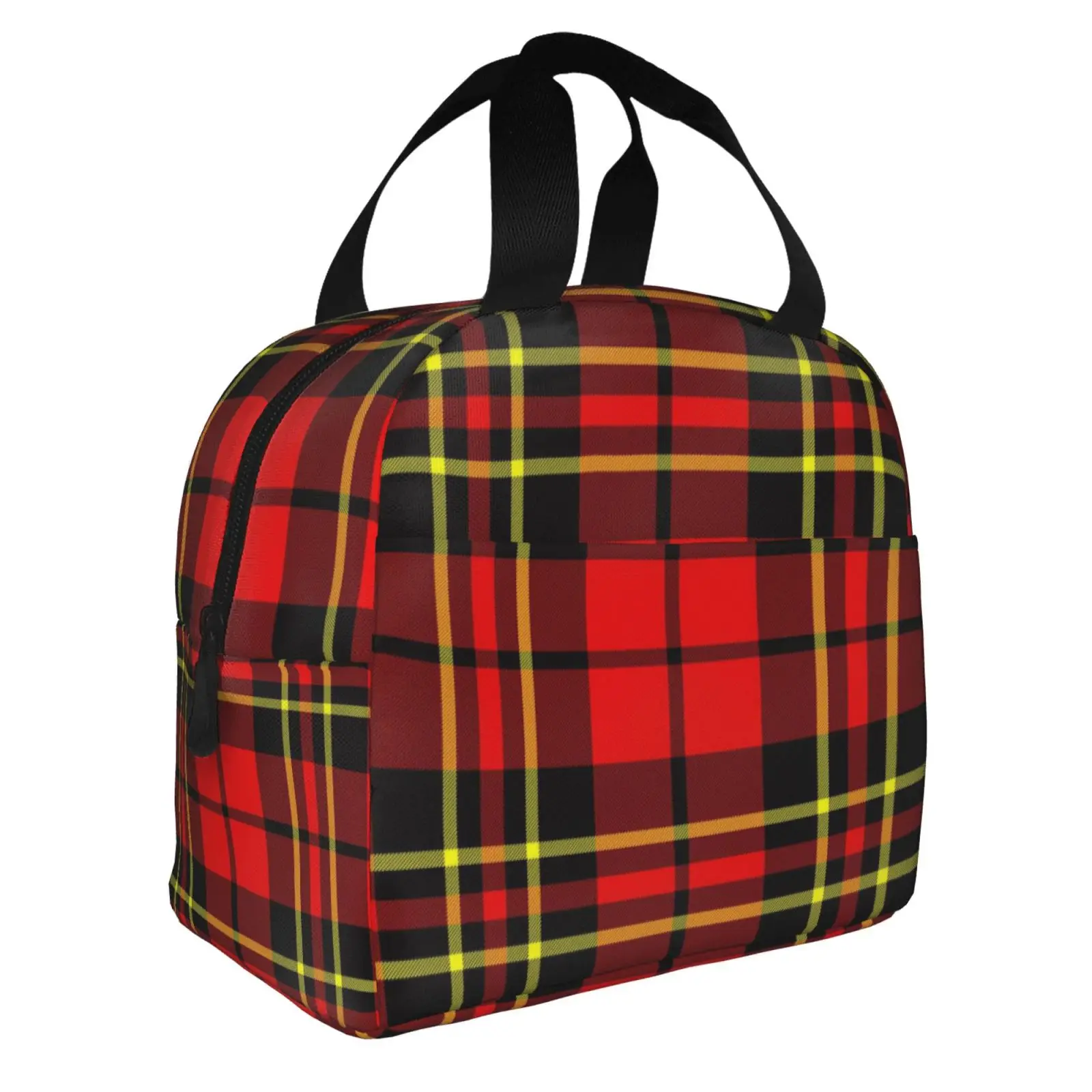 Plaid Checkered Lunch Bag Large Capacity Thermal Insulated Lunch Tote Lightweight Women's Lunch Box Bag for Work School Picnics
