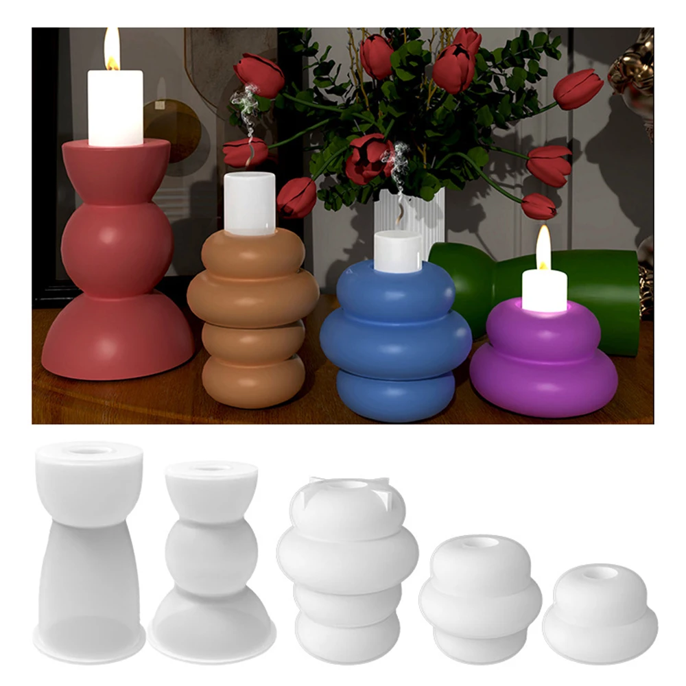 Semicircular Geometric Candle Holder Silicone Mold DIY Candlestick Resin Gypsum Cement Mold Candle Stick Making Mold Home Decor