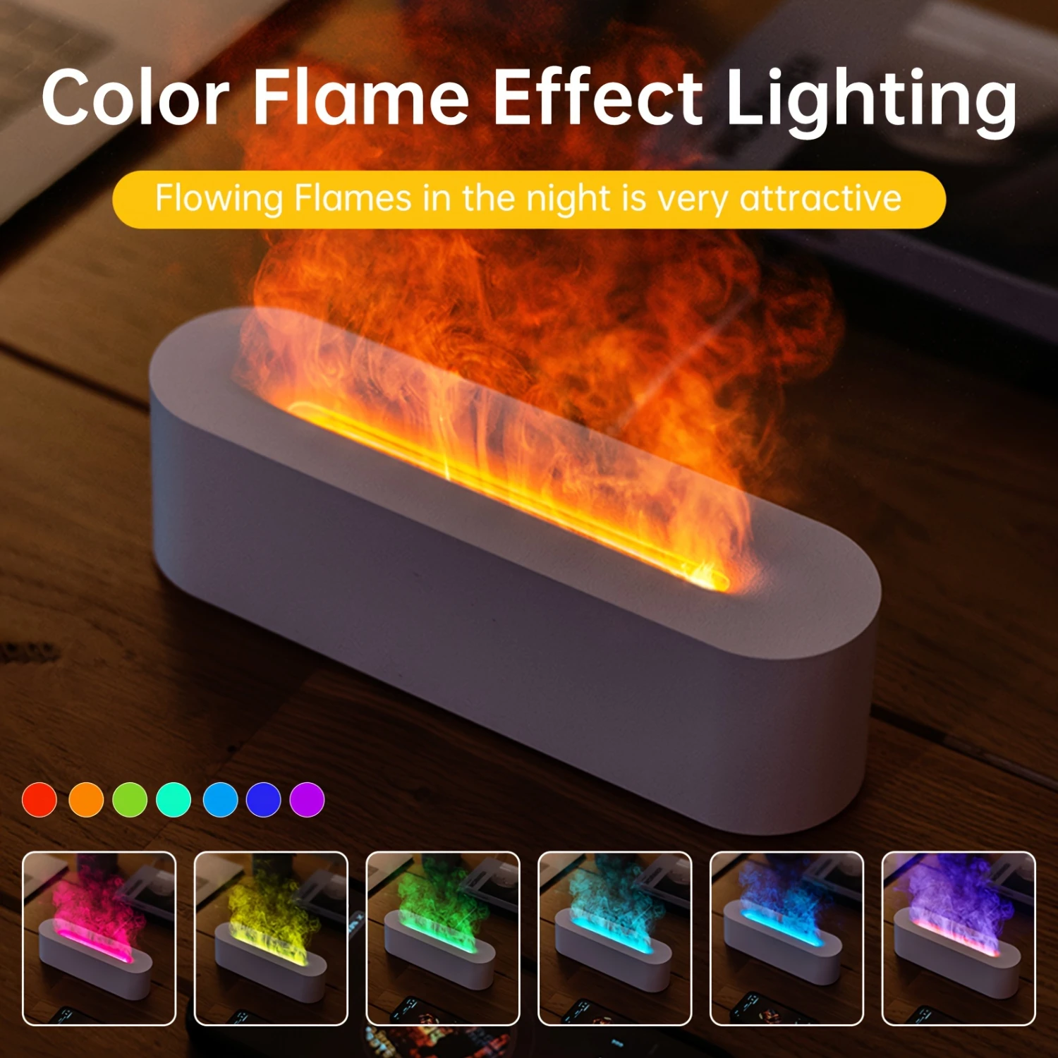 7-Color Flame Diffuser Air  Mini Flame Humidifier New Popular Atmosphere Light For Household Bedroom Nordic Style Birthday Gift