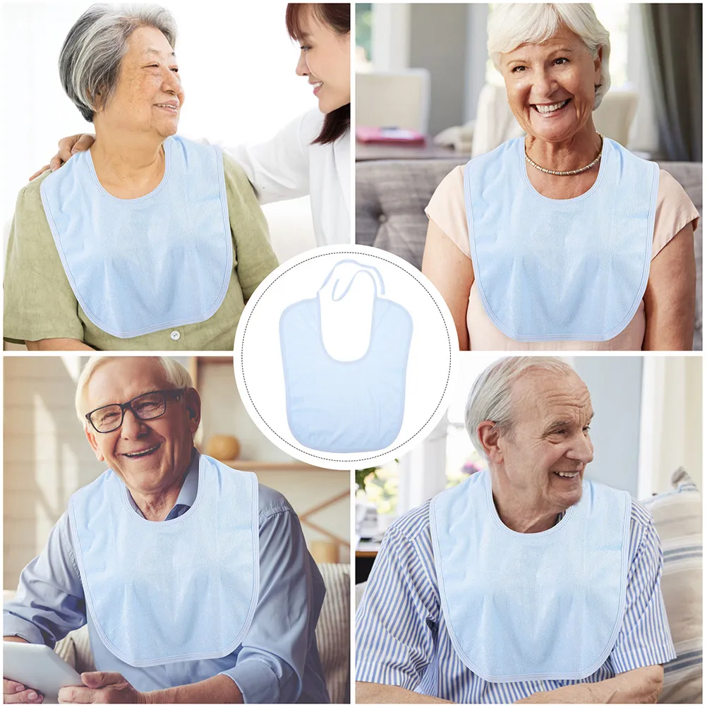 2Pcs Elderly Bib Waterproof Adjustable Meal Apron Reusable Adult Saliva Towel Clothing Protector Burp Cloth The Elder Burp Cloth