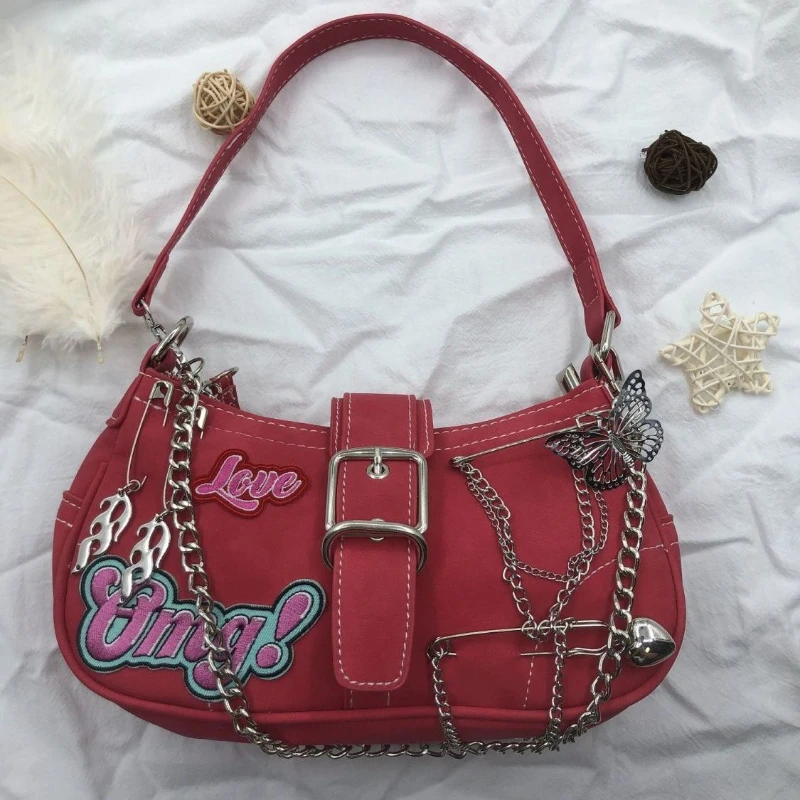 

Y2K Sweet Cool Women's Underarm Baguette Bag Chain Niche Millennial Babes Diagonally Across Handbag Girls Vintage Showa Bag