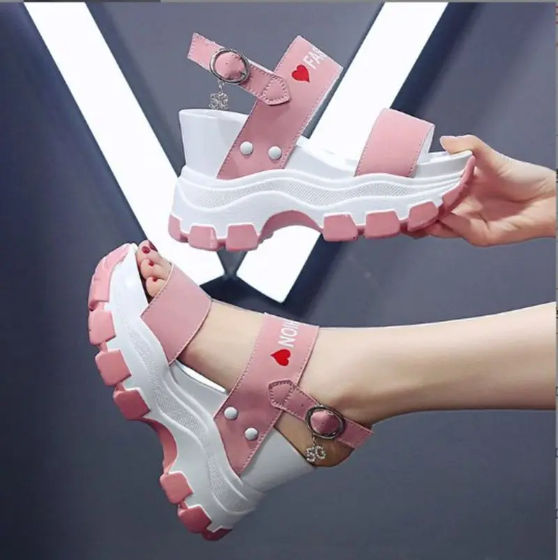 

Platform Sandals Sports New Summer Chunky High Heels Female Wedges Shoes for Women's Fish Toe Red Fashion Red Sandalia Feminina