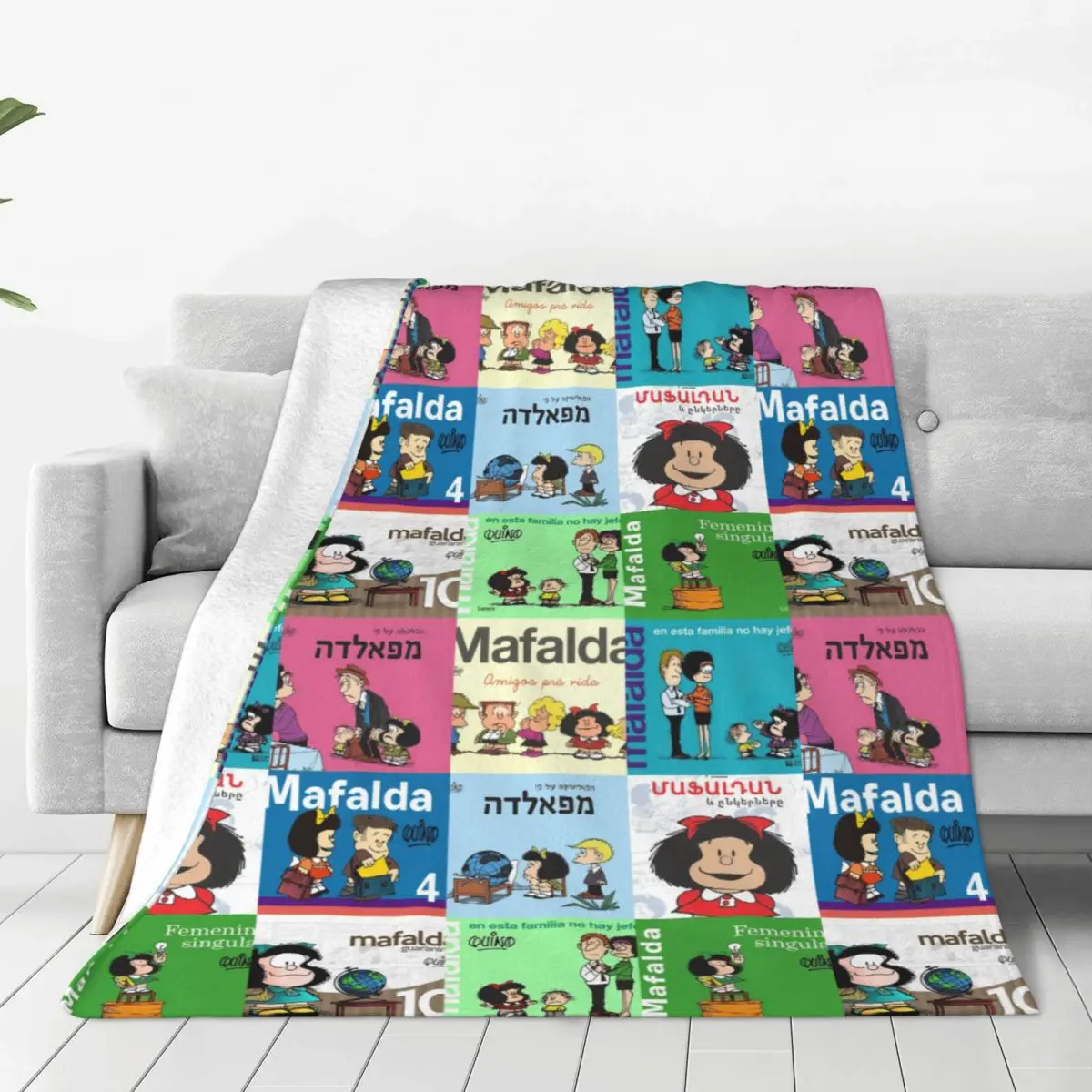 Mafalda Cartoon Blankets Fleece All Season Anime Multi-function Ultra-Soft Throw Blankets for Bed Travel Plush Thin Quilt