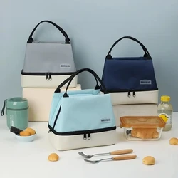 Borsa per il pranzo a contrasto di colore a doppio strato di dopamina borsa per il ghiaccio isolata borsa per Picnic all'aperto fresca borsa isolante portatile portatile