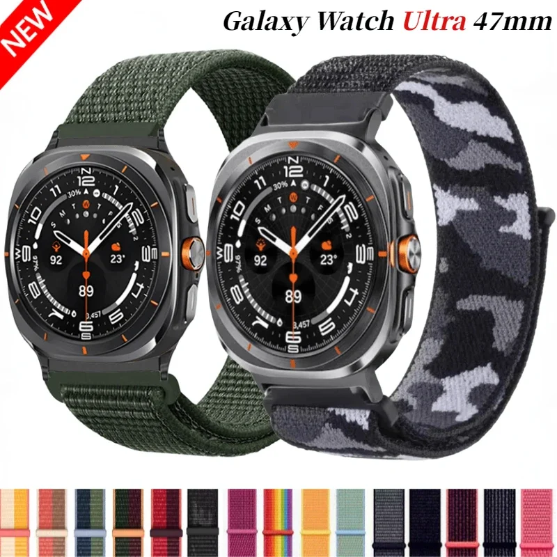 Nylon-Armband für Samsung Galaxy Watch Ultra 47 mm, verstellbares Sportarmband, Schlaufenarmband für Galaxy Watch Ultra, Zubehör