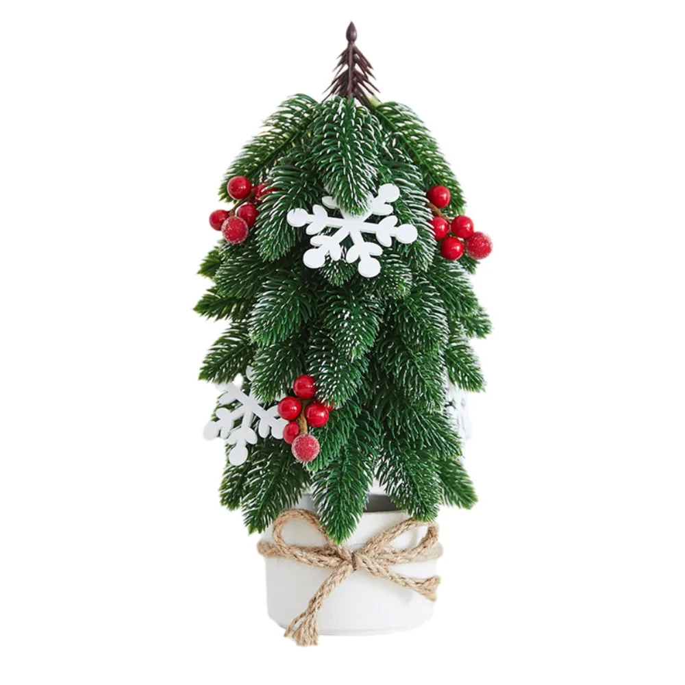

Artificial Desktop Christmas Tree Decorative Mini Christmas Tree Ornament Simulation with Berries Christmas Tree Potted Plants