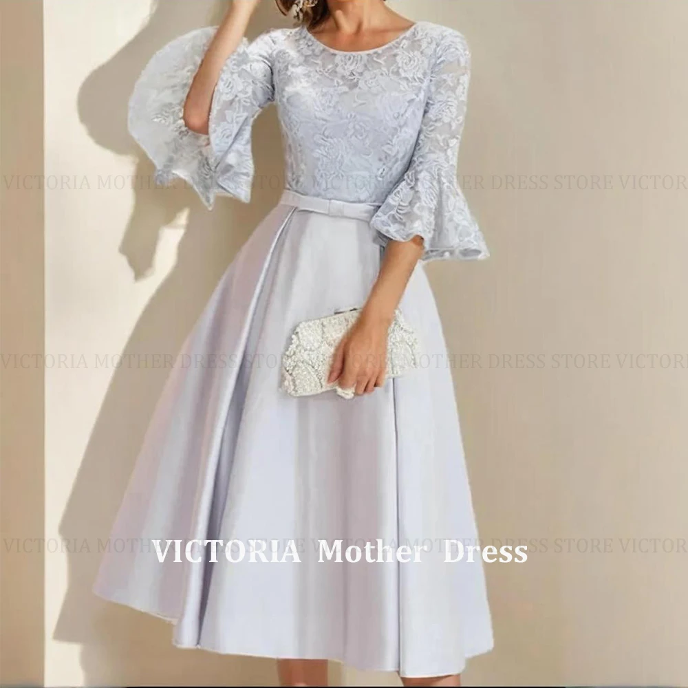 

VICTORIA Customized Satin Mother of the Bride Dresses 2026 A-Line Bow Lace Short Formal Wedding Guest Gowns Party Evening Dress