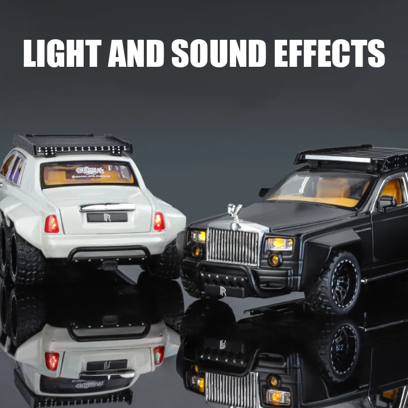 1:32 Phantom 6x6 Luxury Off Road Vehicle Diecast Metal Car Model 6 Doors Opened Miniature Sound Light Collection  Toys Boy Gifts