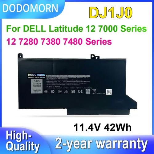 Imagen 1 del producto Para DELL Latitude 12 7000 7280 7380 7480 Series reemplazo de batería de ordenador portátil DJ1J0 DJ1JO 0NF0H ONFOH PGFX4 11,4 V 42Wh DODOMORN