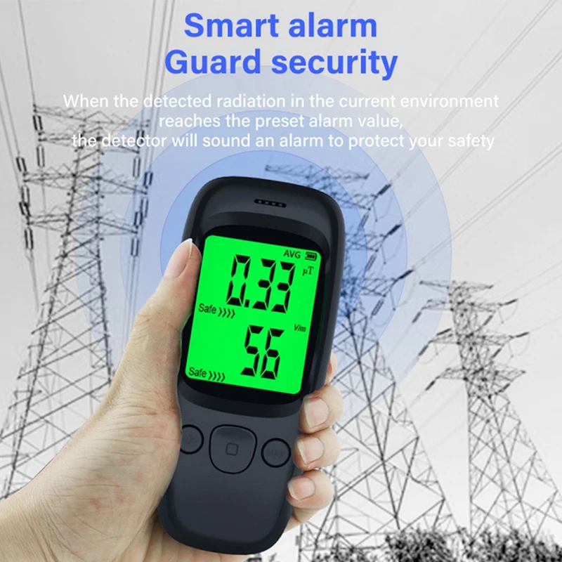 1 PCS Electromagnetic Radiation Detector Emf Meter Handheld Counter Emission Dosimeter Black