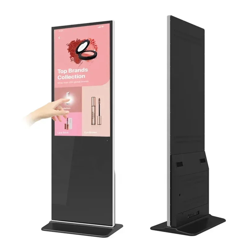 4K 55 Inch Vertical Floor Stand Screen Display Advertising Player Kiosk LCD Interactive Digital Signage Totem