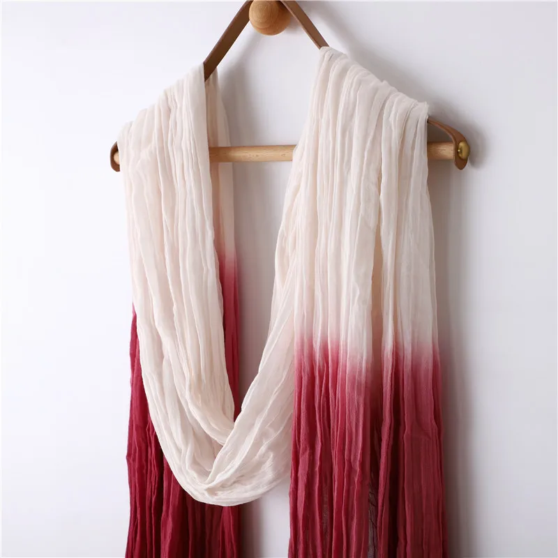 120*260 سنتيمتر سوبر كبير القطن البوهيمي وشاح شال أومبير اللون النساء شرابة Vintage كبير القطن التفاف التعادل صبغ التدرج وشاح طويل