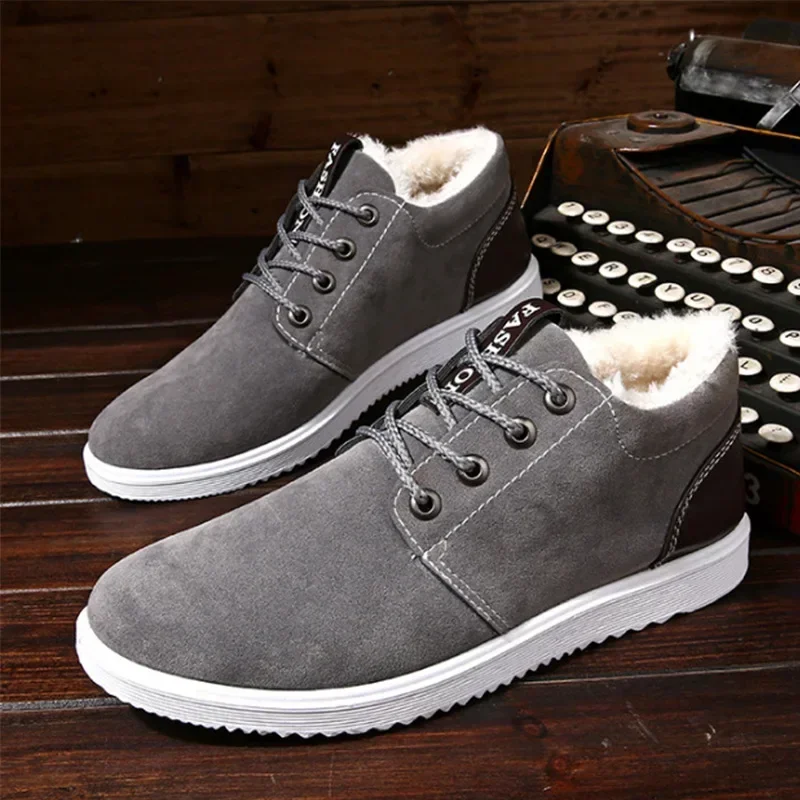 Light Warm Cotton Shoes for Men Winter Shoe Suede Men Sneakers 2024 New Thicken Plush Comfort Lace-up Footwear Zapatos De Hombre